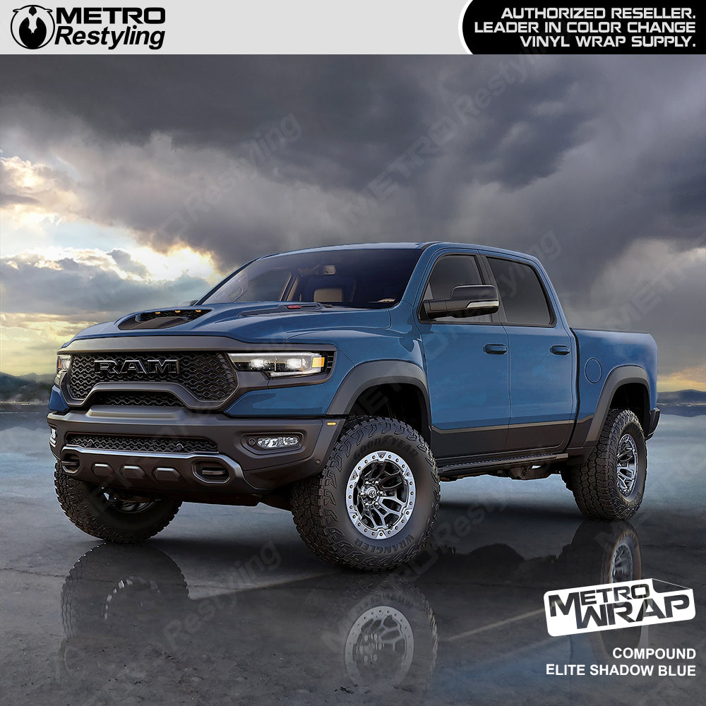 Compound Blue Camo vinyl truck wrap