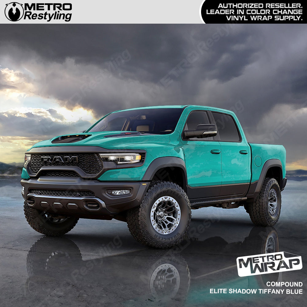 Compound Blue Camo vinyl truck wrap