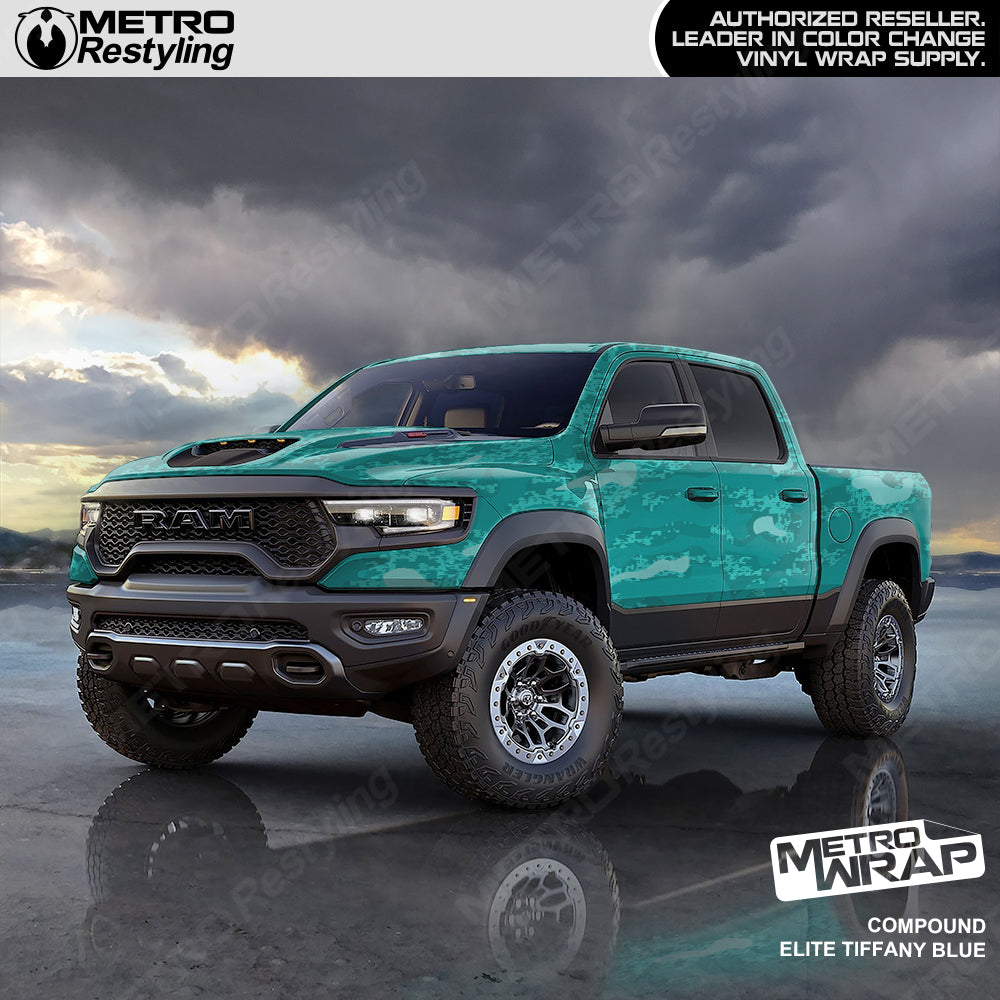 Compound Elite Tiffany Blue Camo vinyl truck wrap