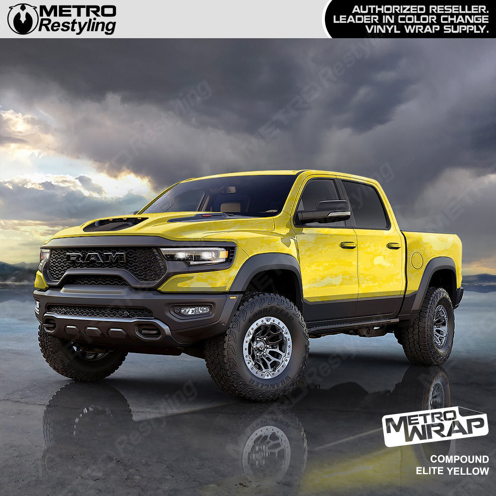 Compound Yellow Camo vinyl truck wrap