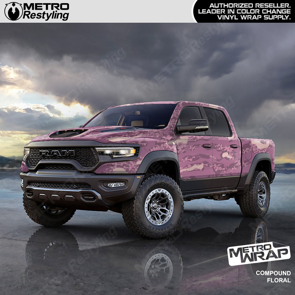 Compound Floral Camo vinyl truck wrap