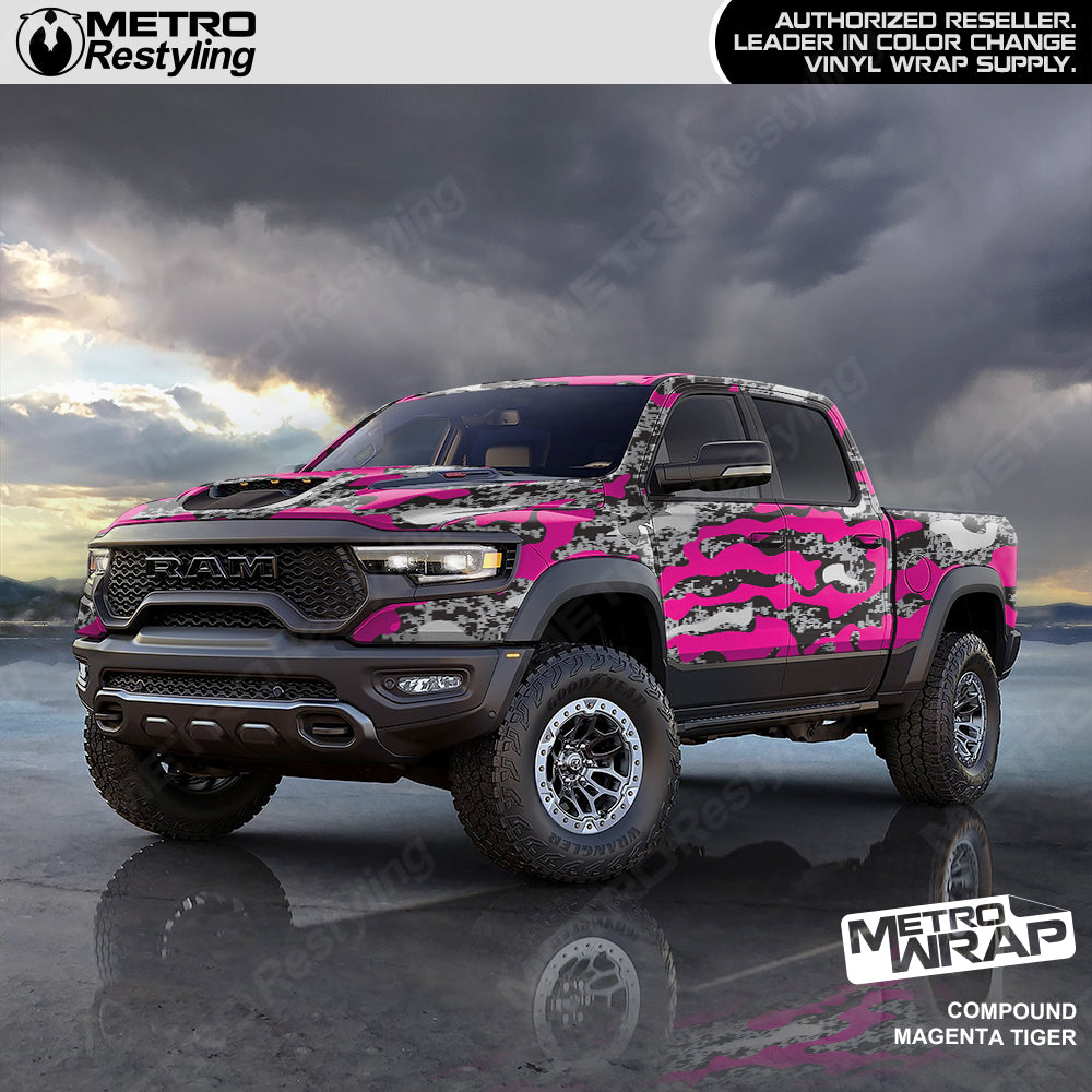 Compound Magenta Tiger Camo vinly truck wrap