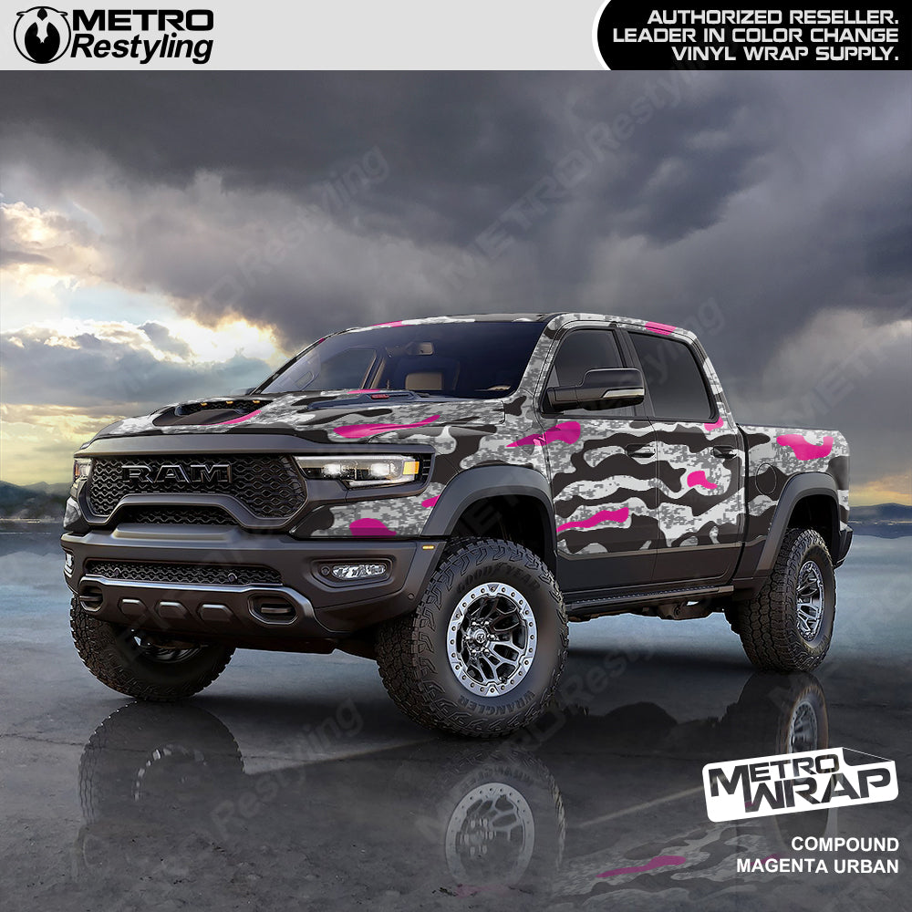 Compound Magenta Urban Camo vinyl truck wrap