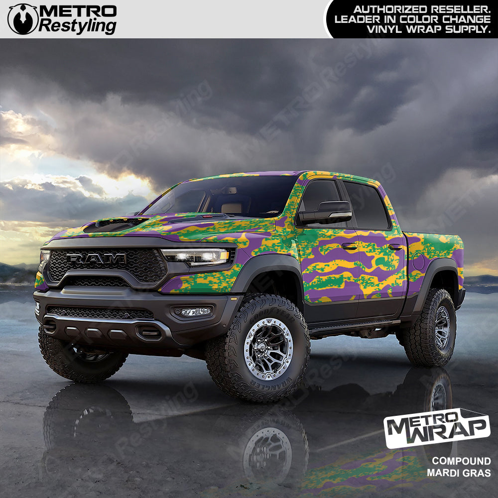 Compound Mardi Gras Camo vinyl truck wrap