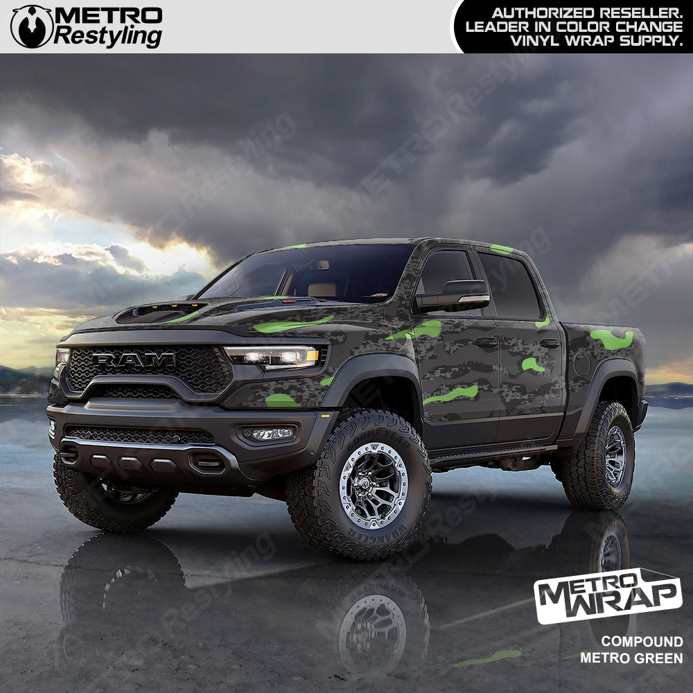 Compound Metro Green Camo vinyl truck wrap