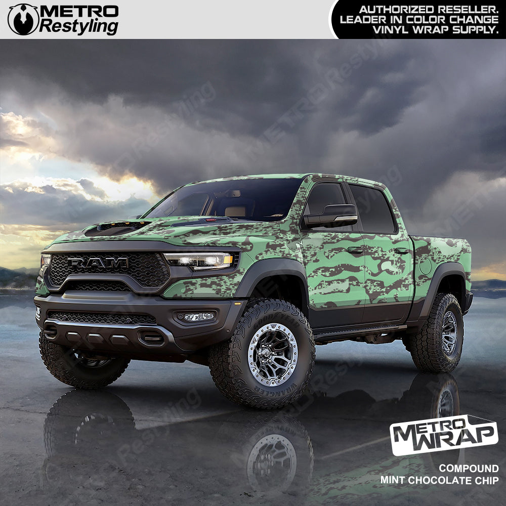 Compound Mint Chocolate Chip Camo vinyl truck wrap