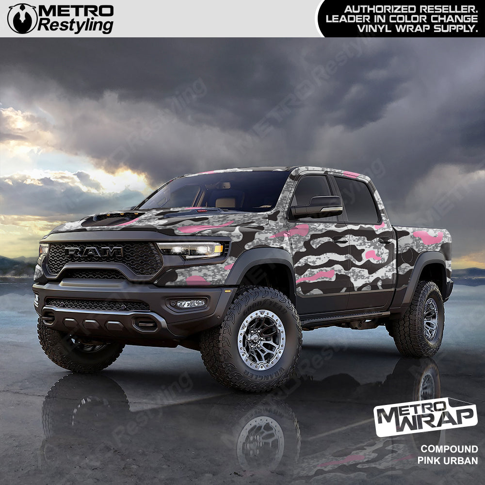 Compound Pink Urban Camo vinyl truck wrap