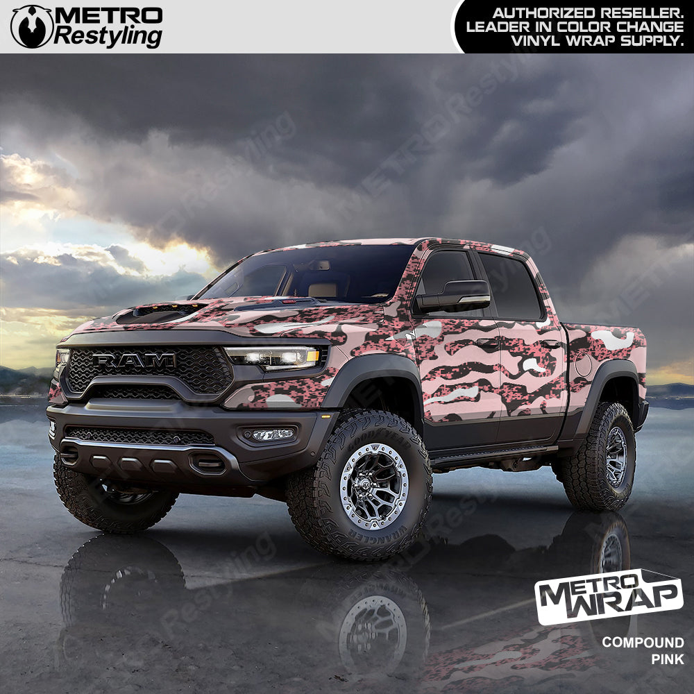 Compound Pink Camo vinyl truck wrap