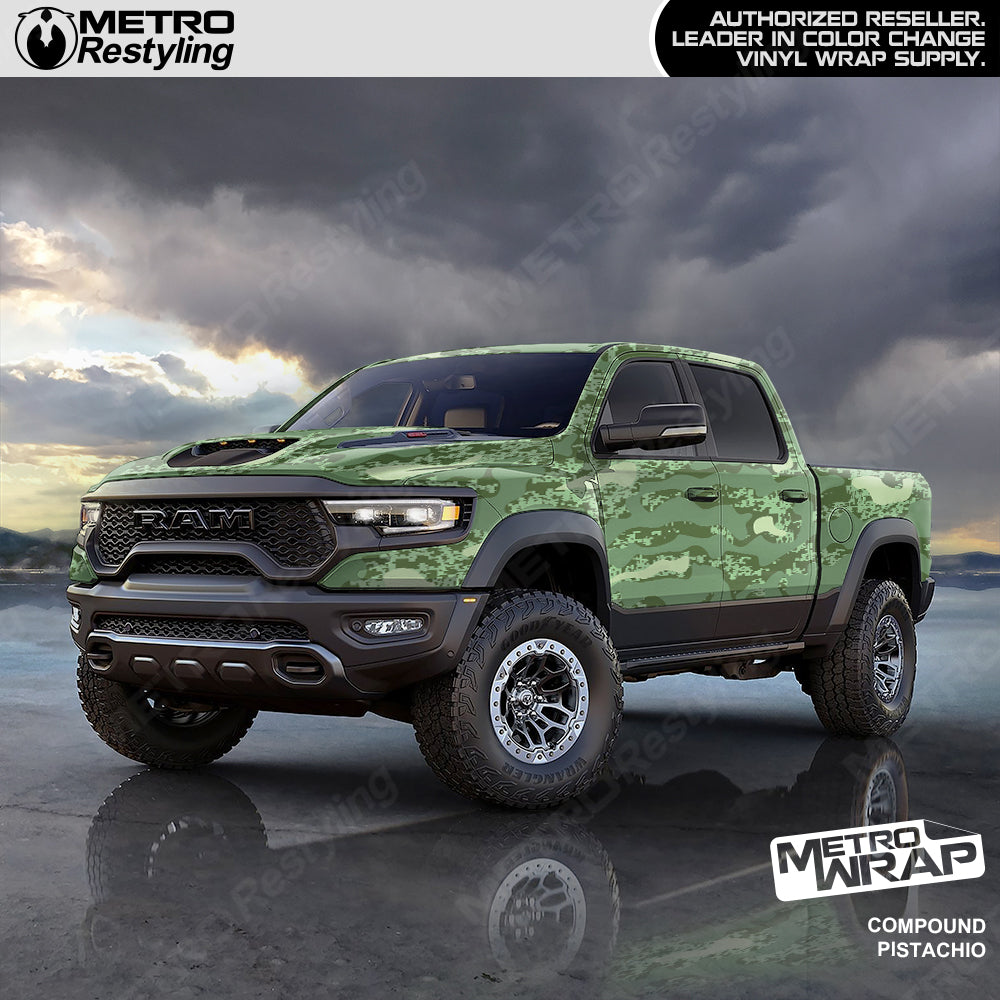Compound Pistachio Camo vinyl truck wrap
