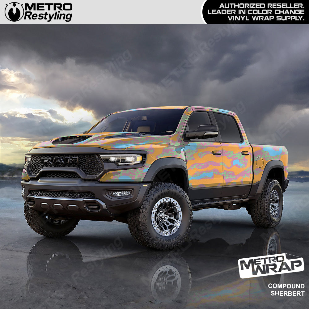 Compound Sherbert Camo vinyl truck wrap