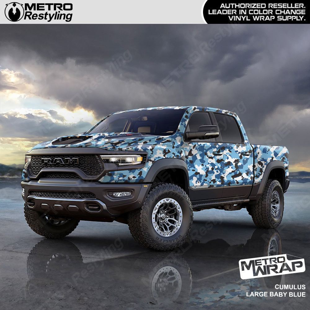 Cumulus Baby Blue Camo truck vinyl wrap