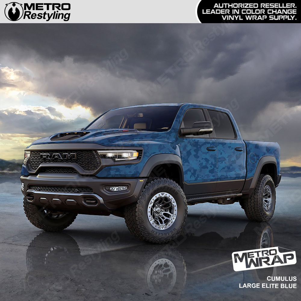 Cumulus Blue Camo vinyl truck wrap