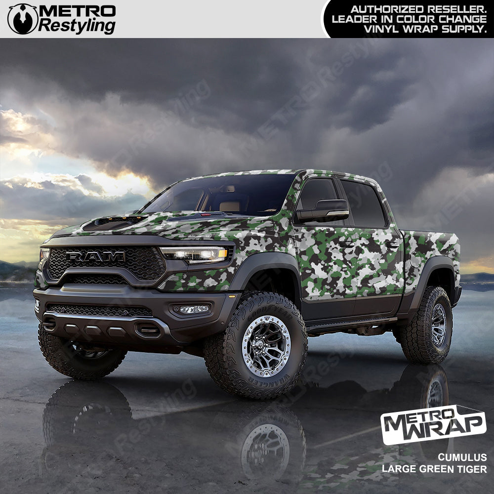 Cumulus Green Tiger Camo vinyl truck wrap