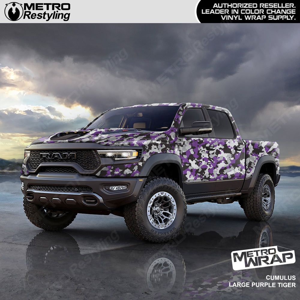 Cumulus Purple Tiger Camo vinyl truck wrap
