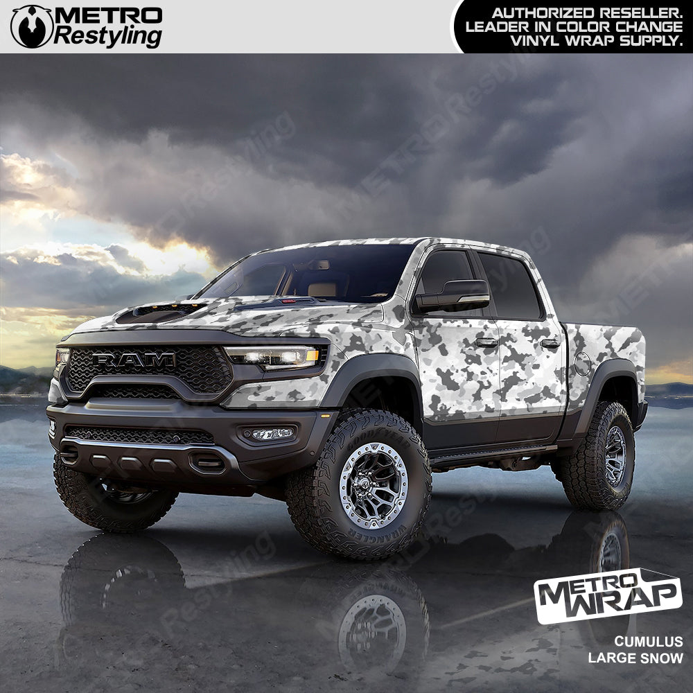 Cumulus Snow Camo vinyl truck wrap