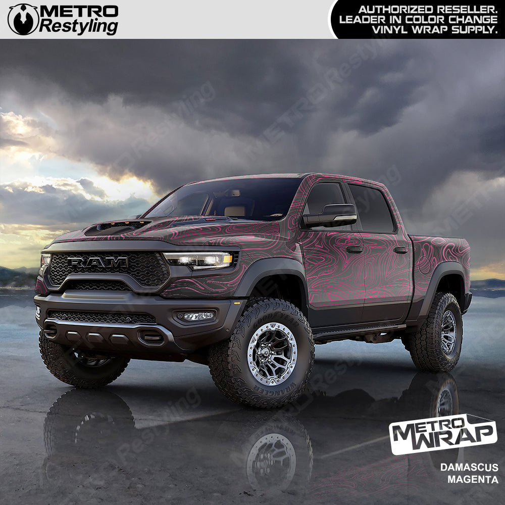 Damascus magenta camo vinyl truck wrap
