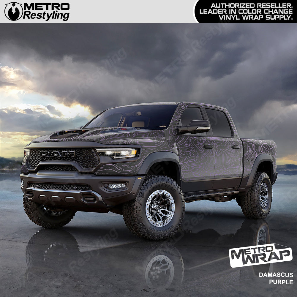 Damascus purple cam vinyl truck wrap