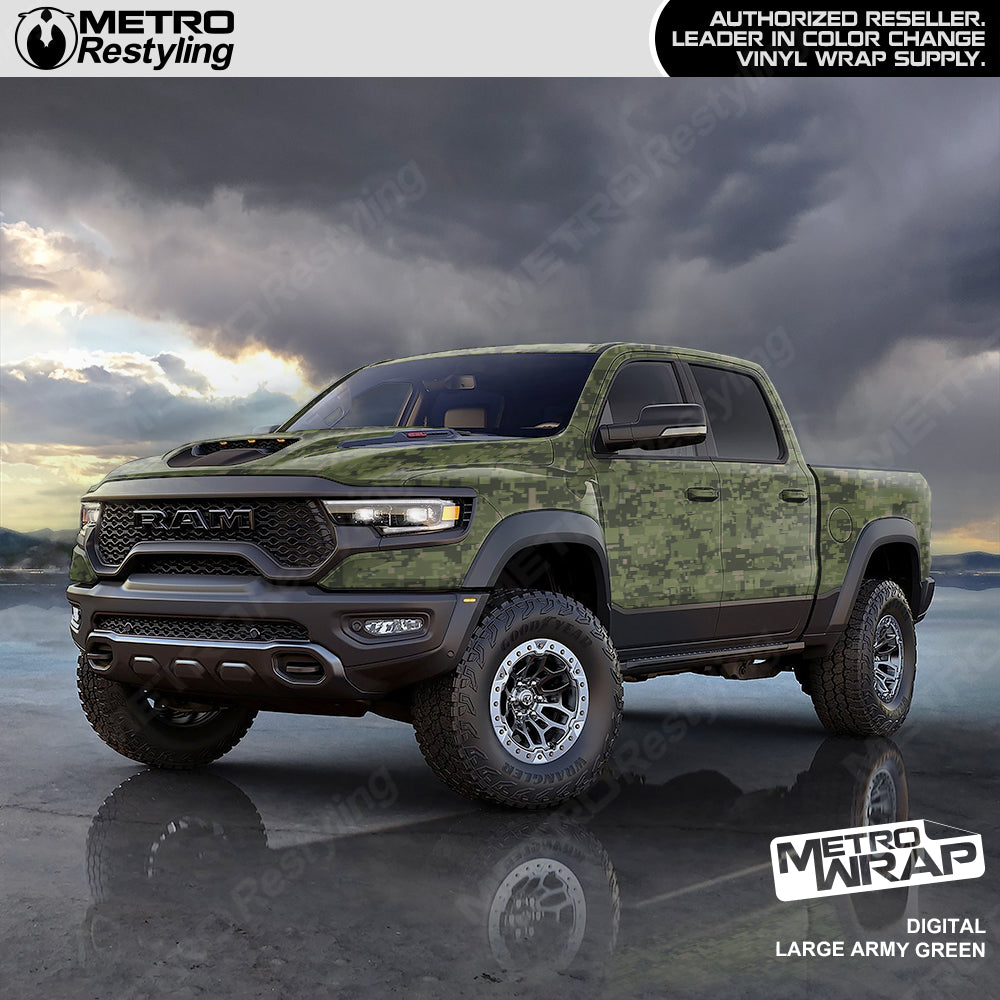 Digital Army Green Camo vinyl truck wrap