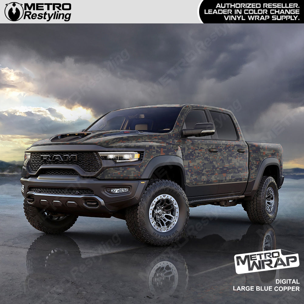 Digital Blue Copper Camo Vinyl Truck Wrap