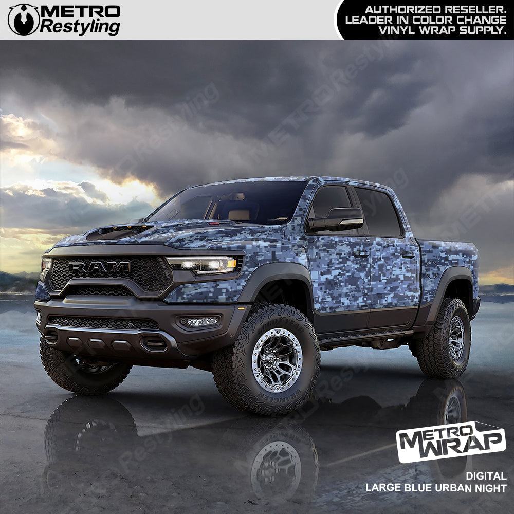 Digital Blue Urban Night Camo Vinyl Truck Wrap
