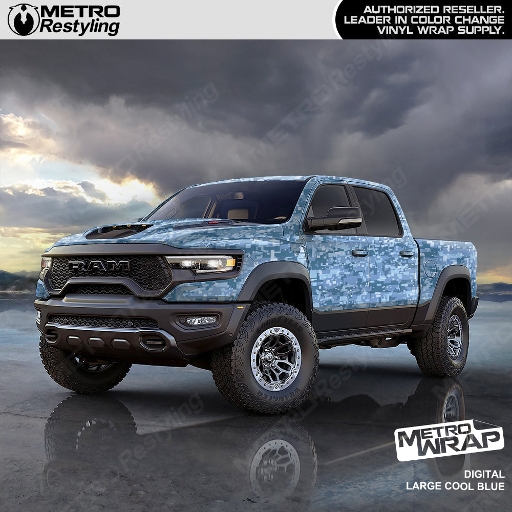 Digital Cool Blue Camo Vinyl Truck Wrap