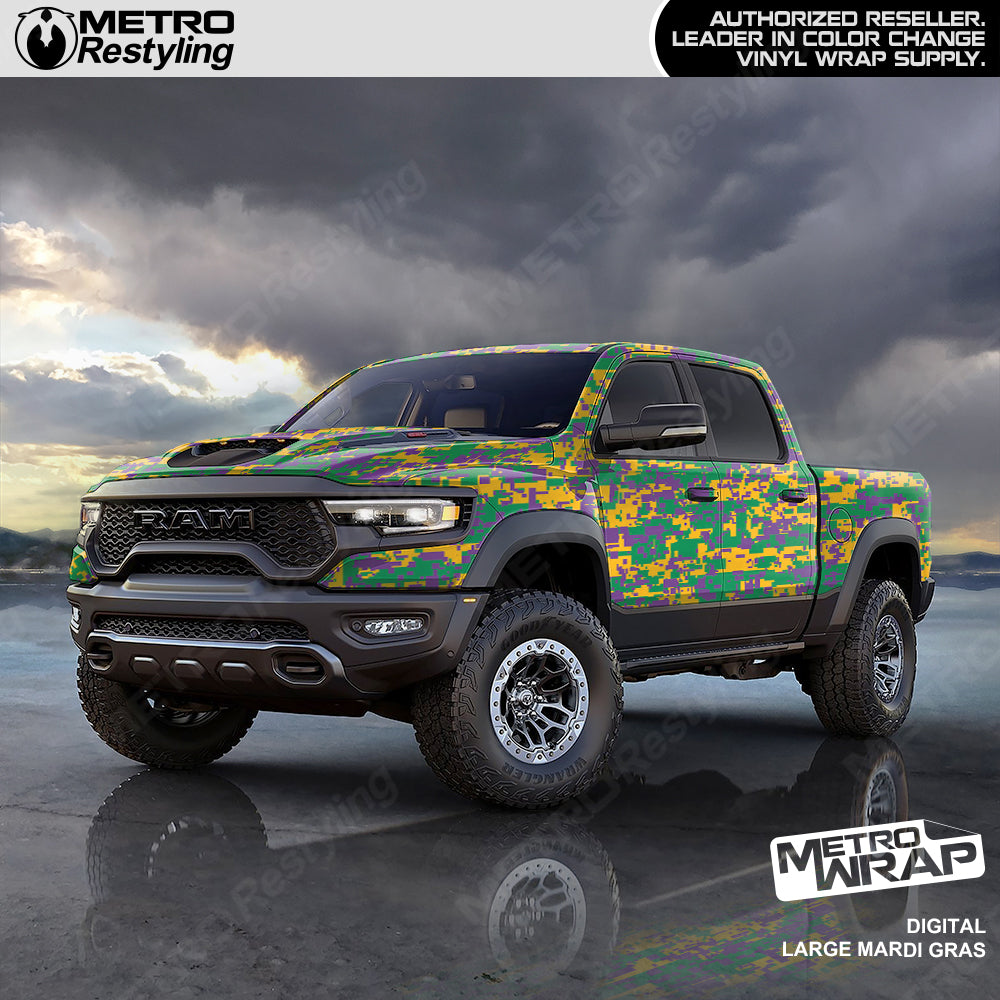 Digital Mardi Gras Camo vinyl truck wrap