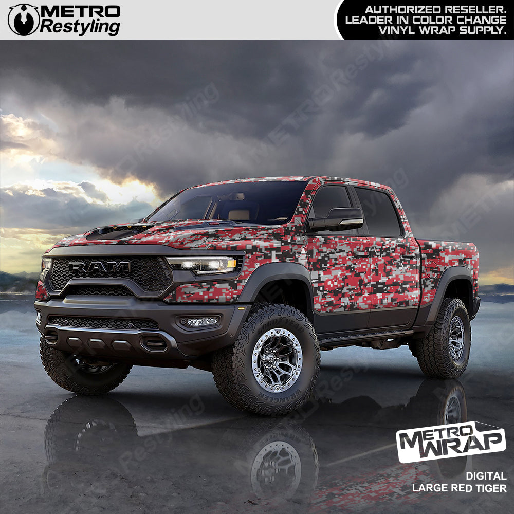 Digital Red Tiger Camo Vinyl Truck Wraps