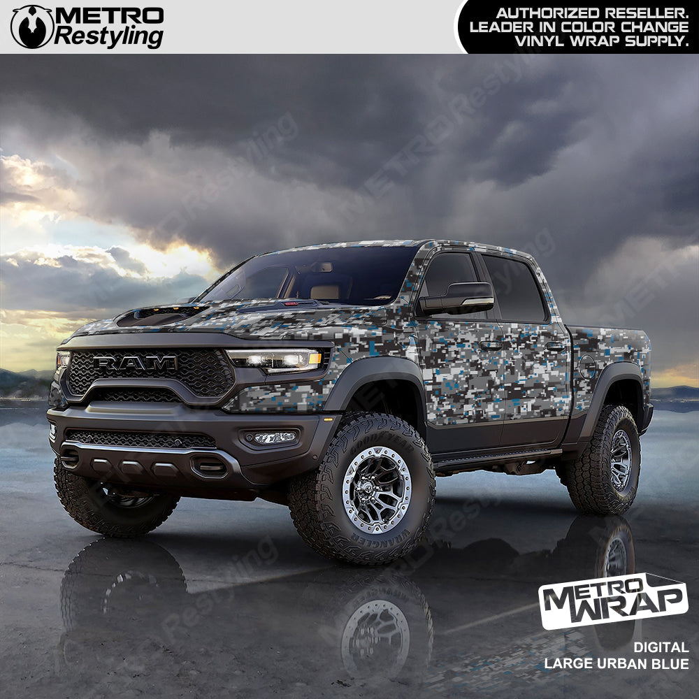 Digital Urban Blue Camo Vinyl Truck Wrap