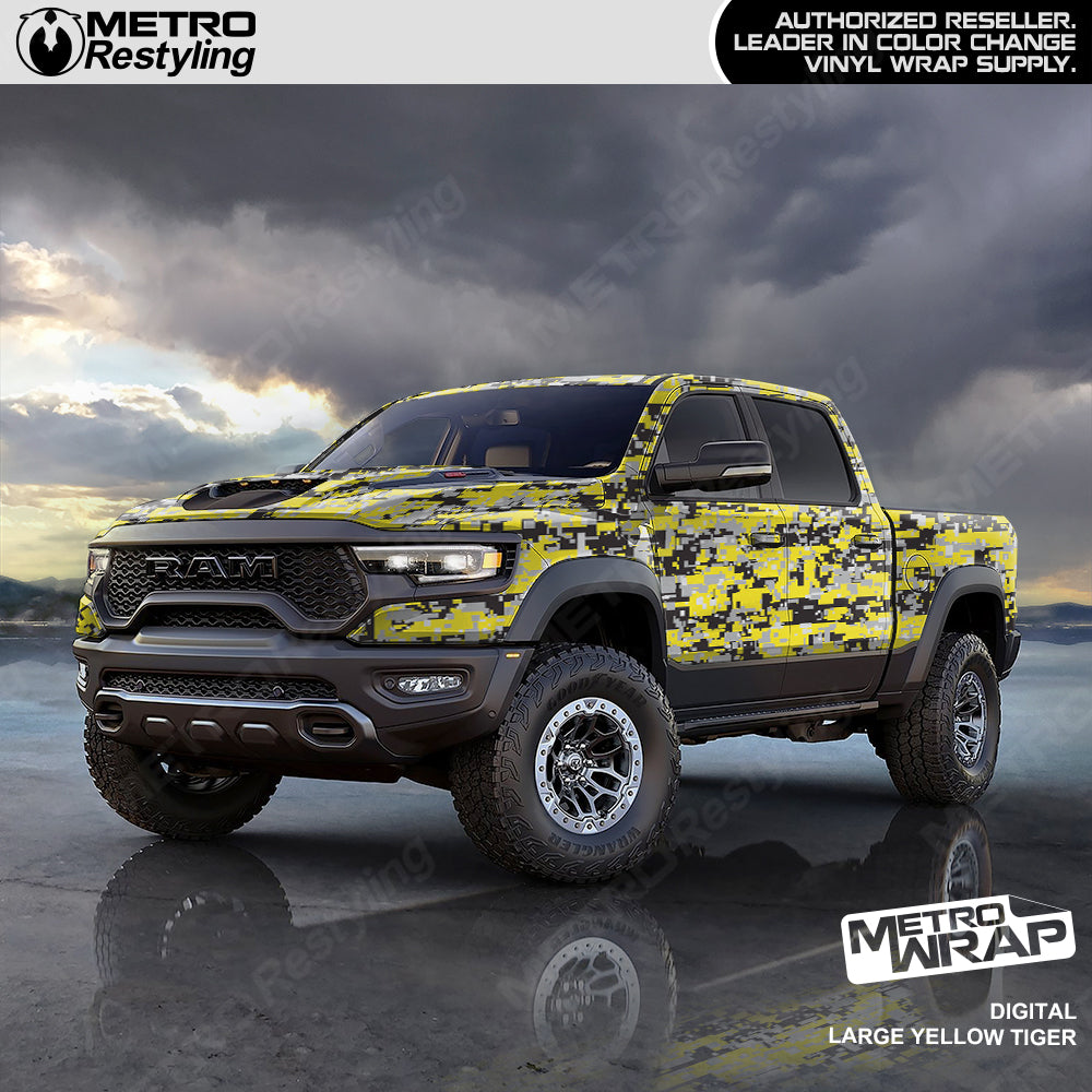 Digital Yellow Tiger Camo Vinyl Truck Wrap