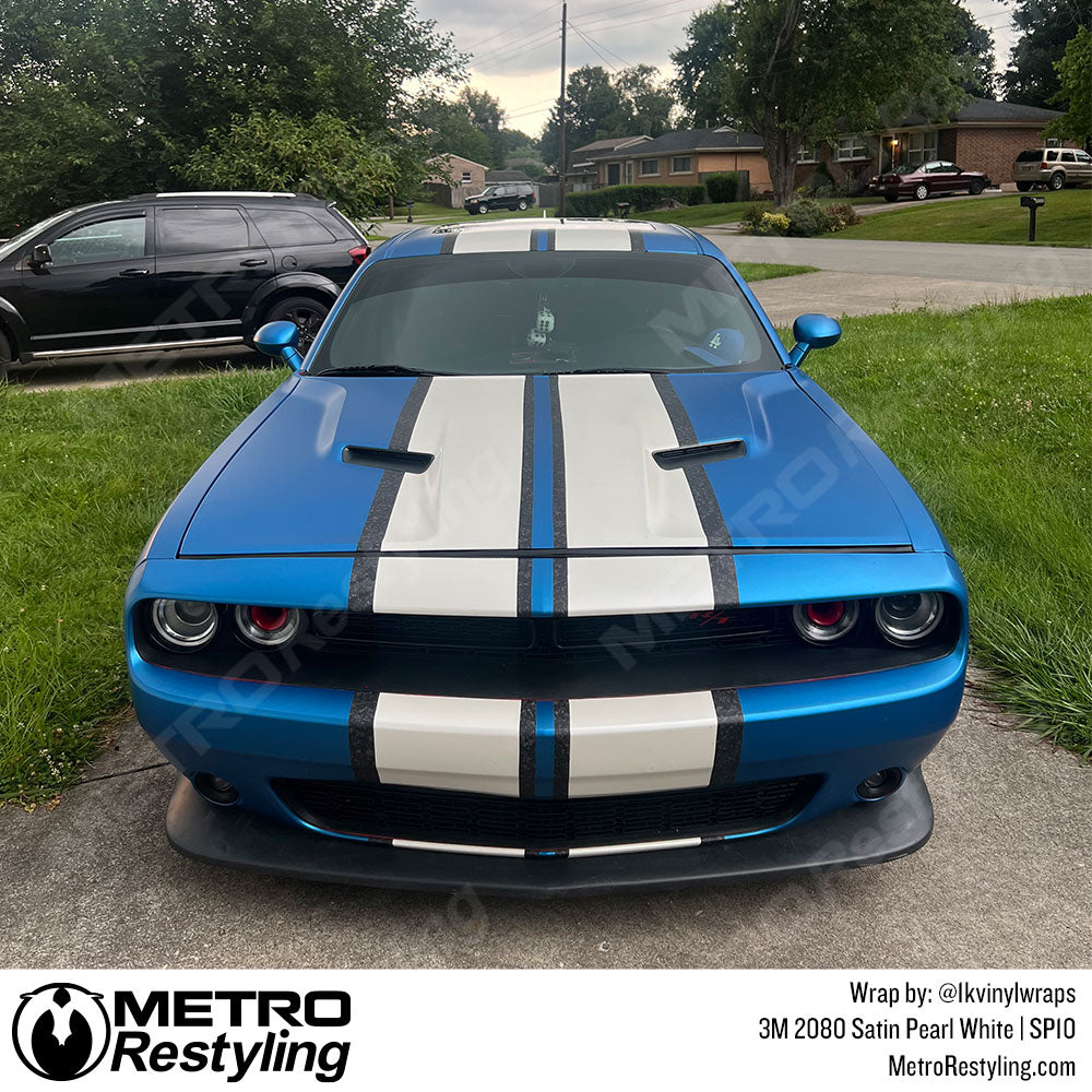 satin pearl white vinyl car stripes