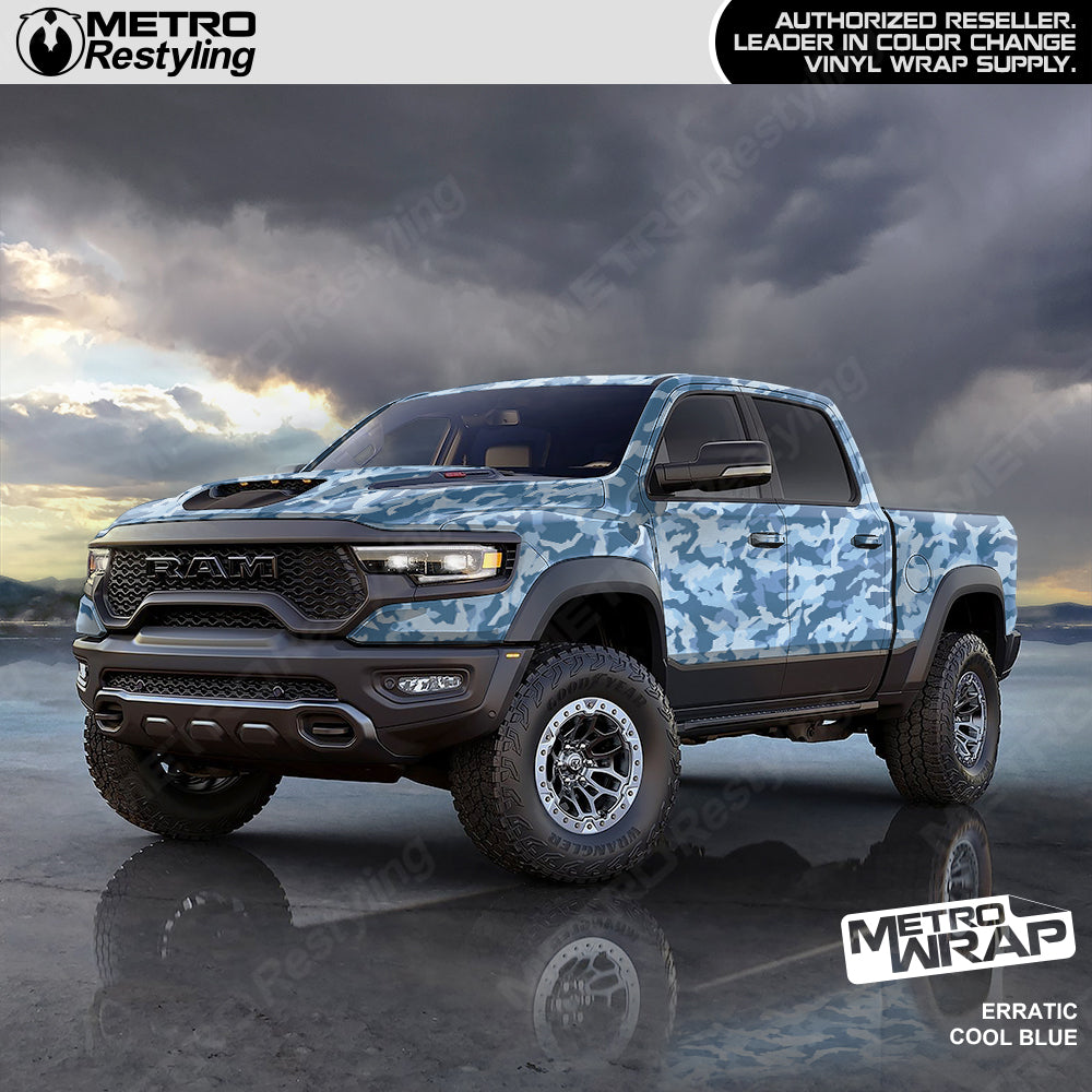 cool blue camo vinyl truck wrap