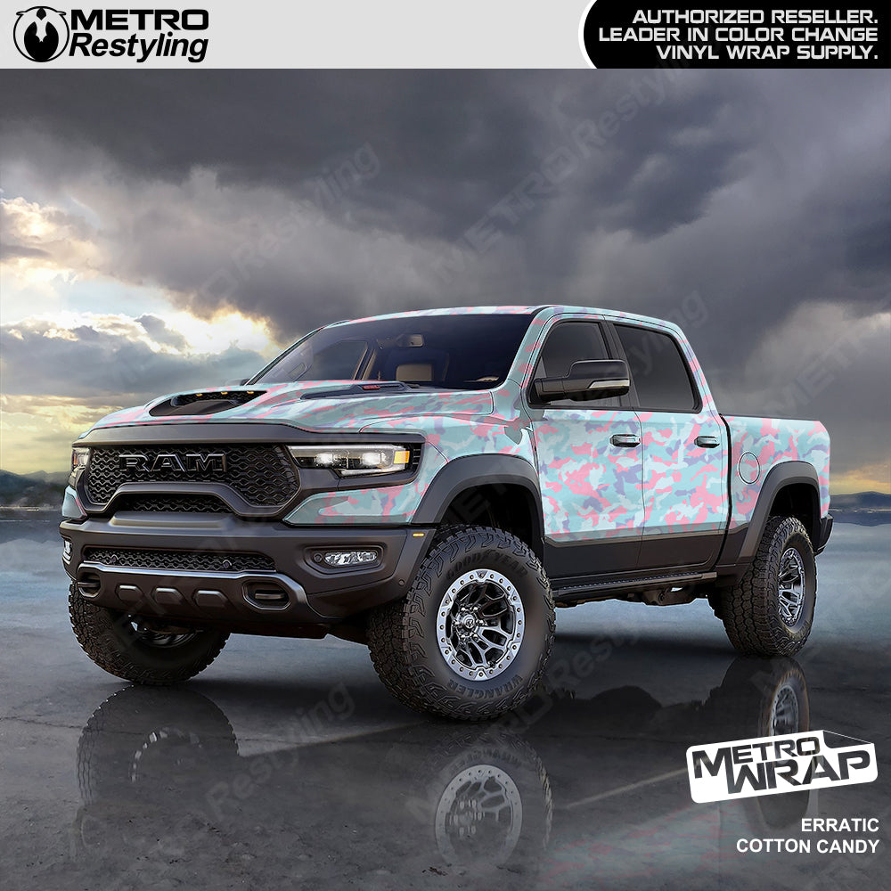 cotton candy camo truck wrap