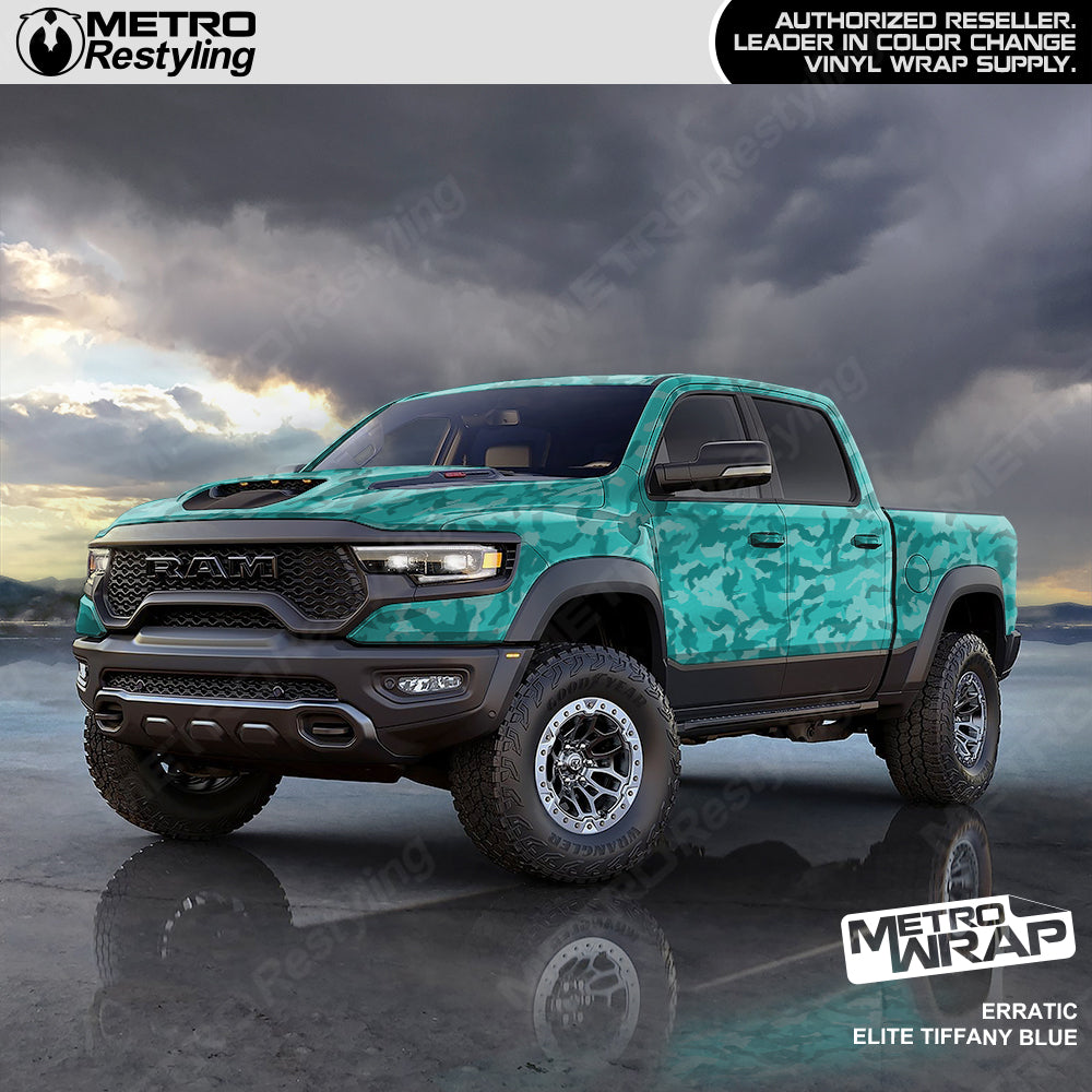 blue camo vinyl truck wrap