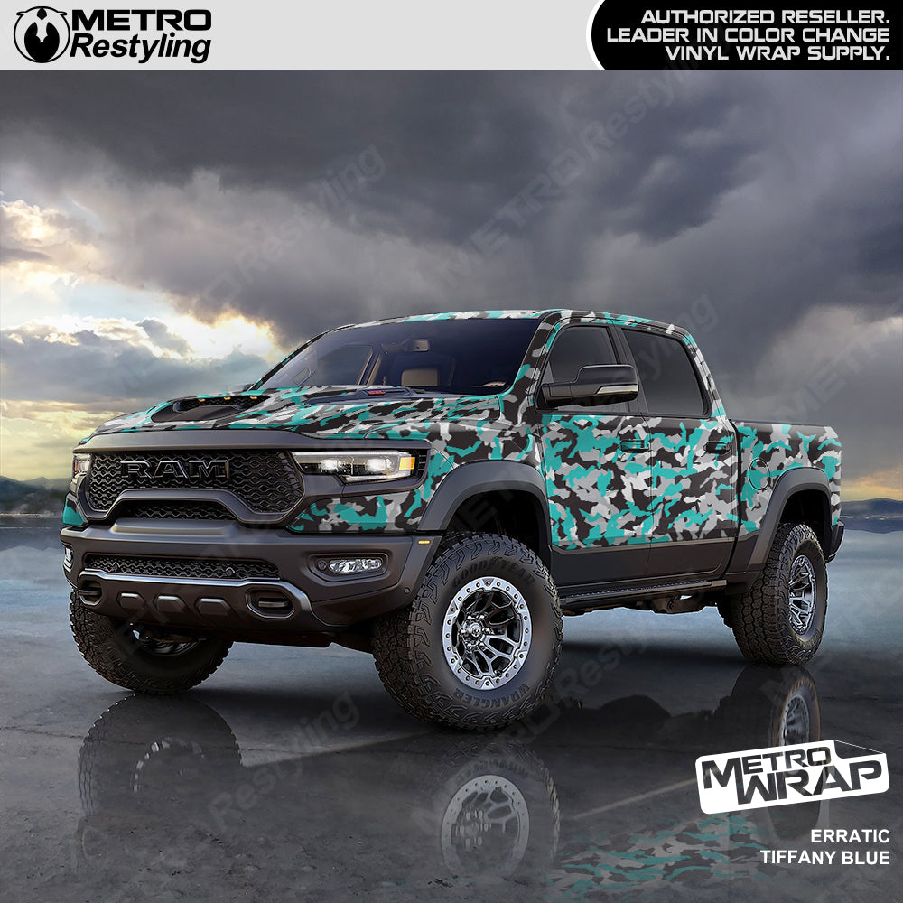 Tiffany Blue Tiger Camo Vinyl Truck Wrap