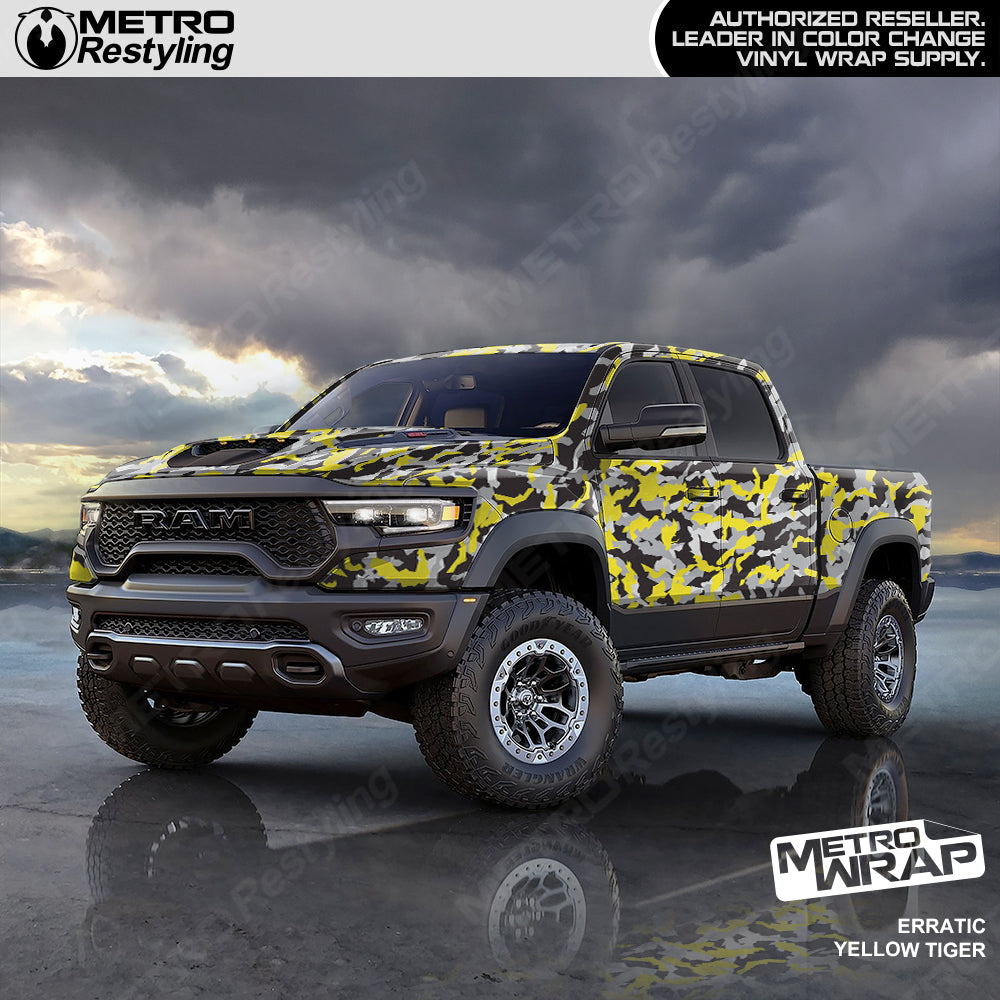 Yellow Tiger Camo Vinyl Truck Wrap