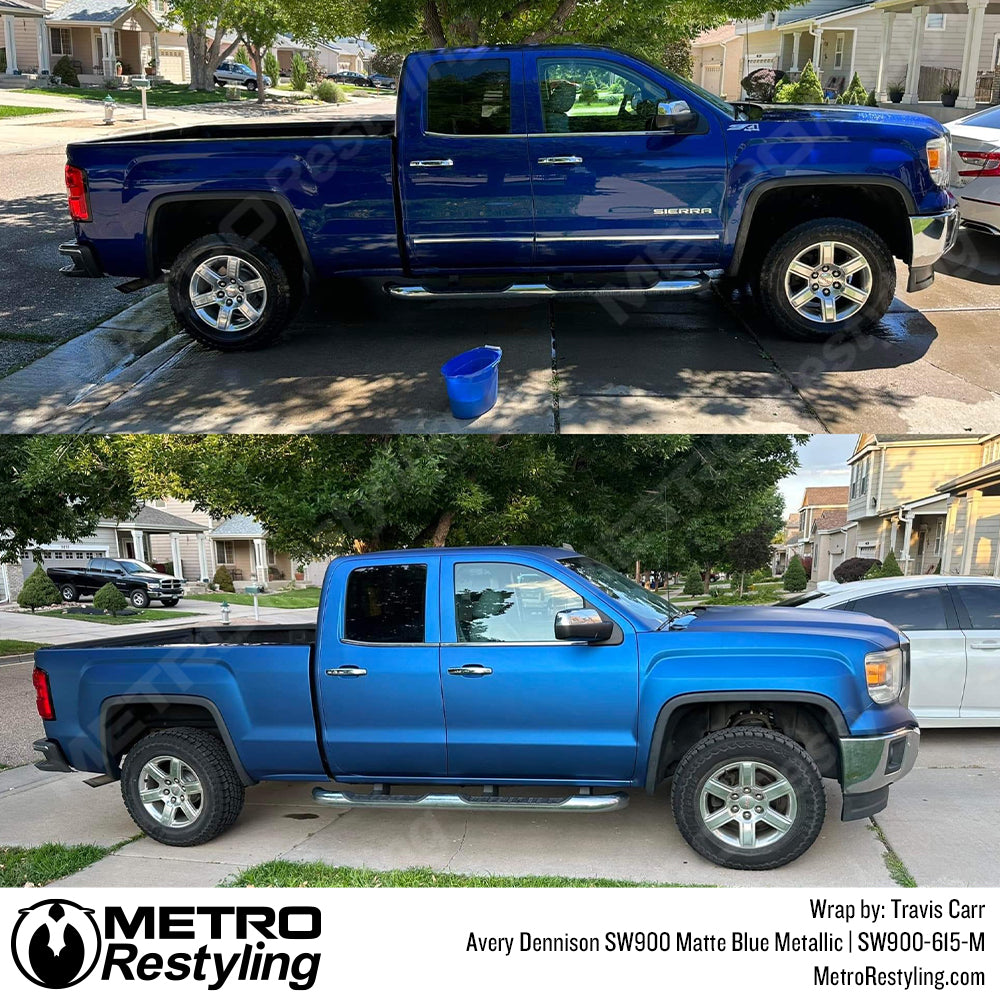 Matte Blue Metallic Vinyl Truck Wrap