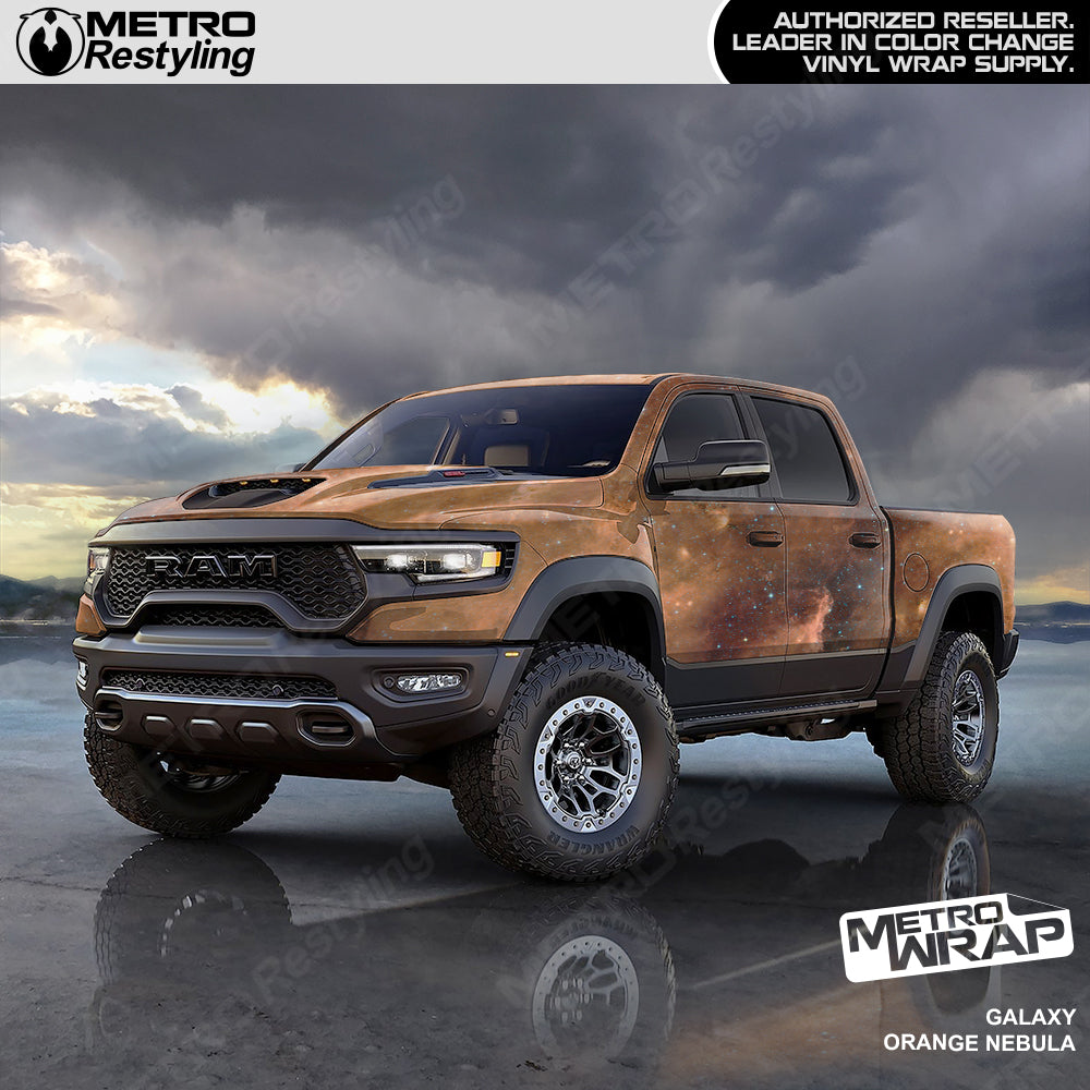 orange nebula vinyl truck wrap