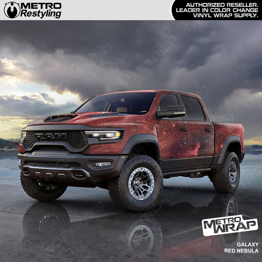 galaxy red nebula vinyl car wrap