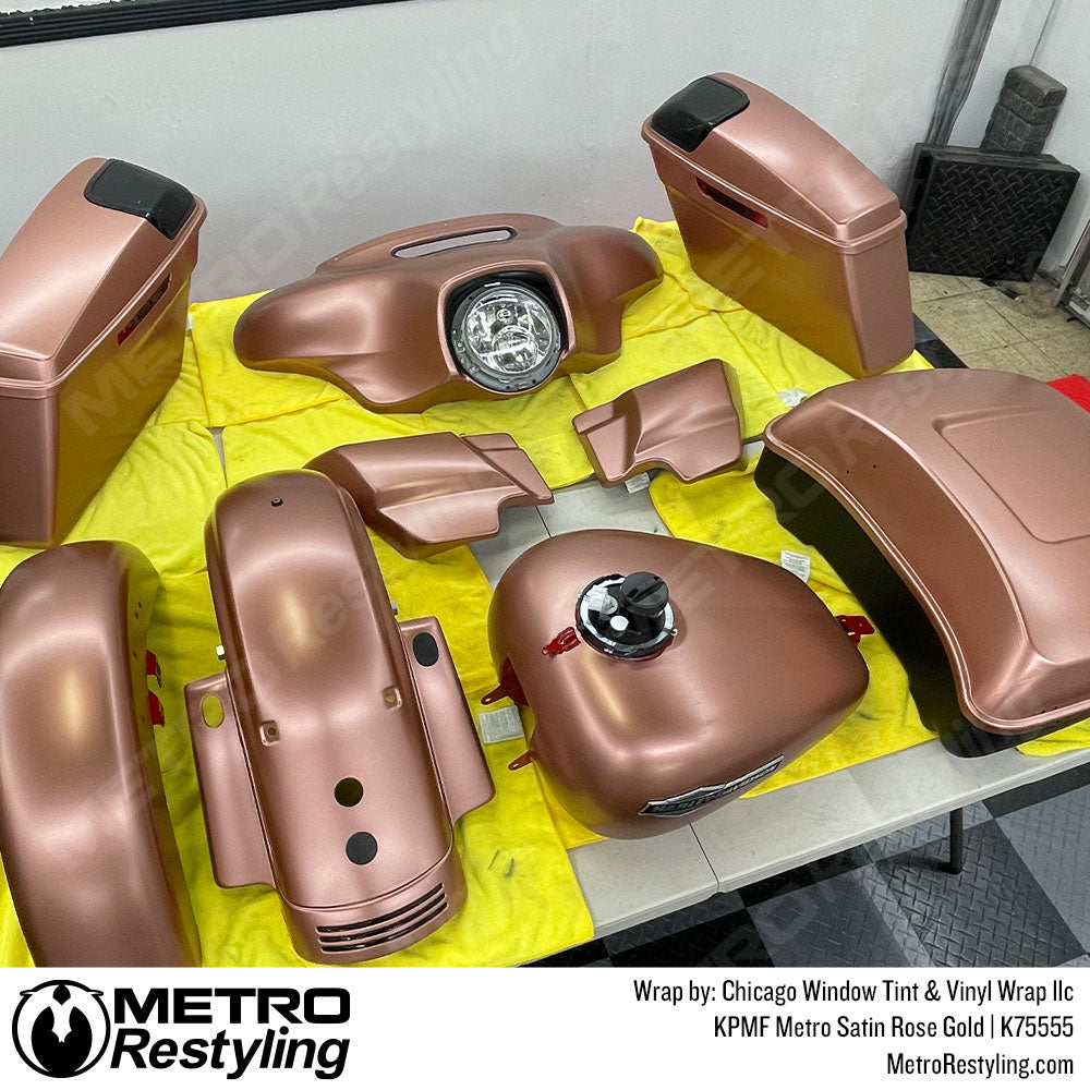 Rose Gold Harley Bike Wrap