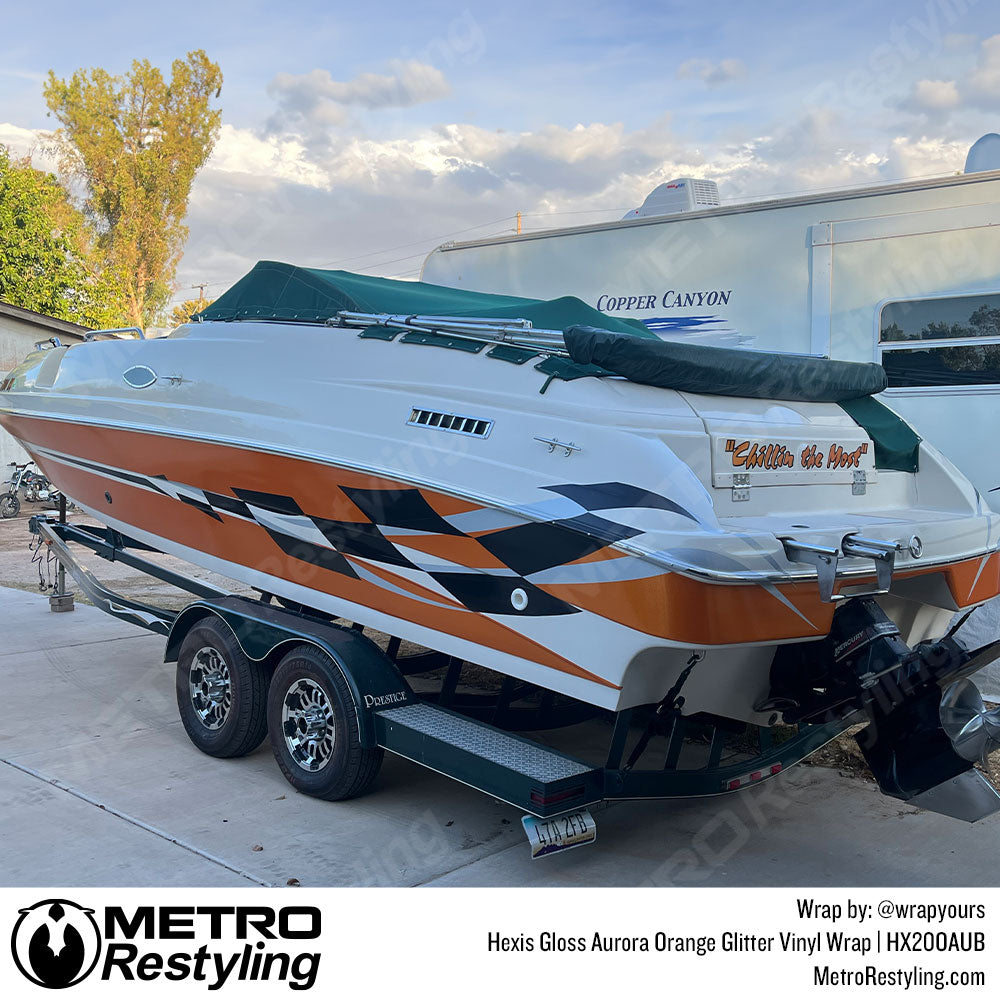 orange gloss boat vinyl wrap