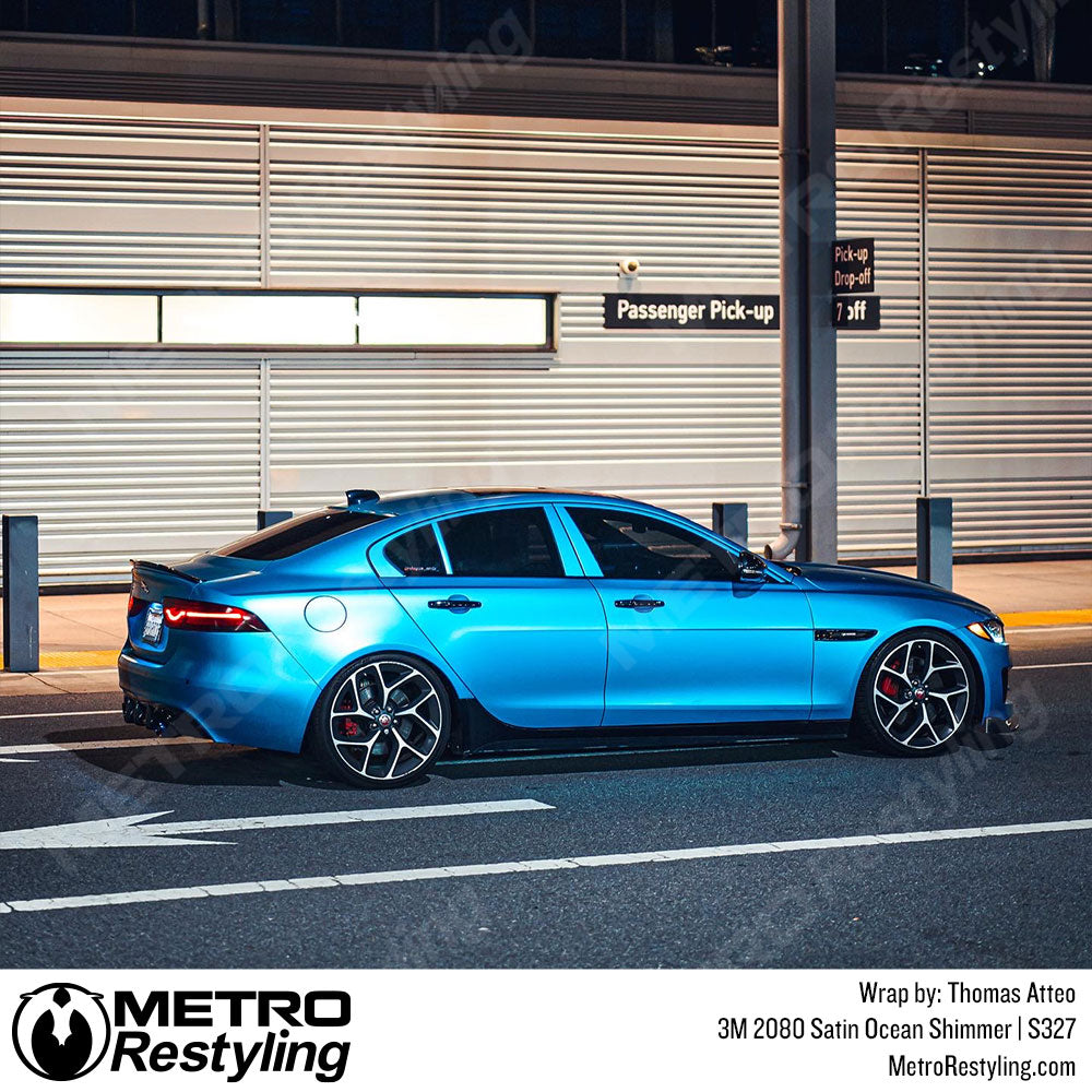 light blue Jaguar vinyl wrap