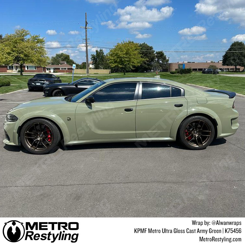 Ultra Gloss Army Green Dodge Charger Wrap