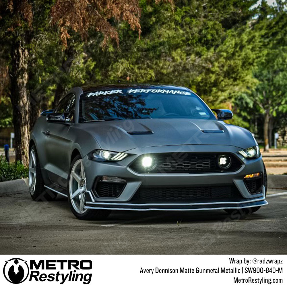 ford mustang vinyl wrap matte gunmetal 