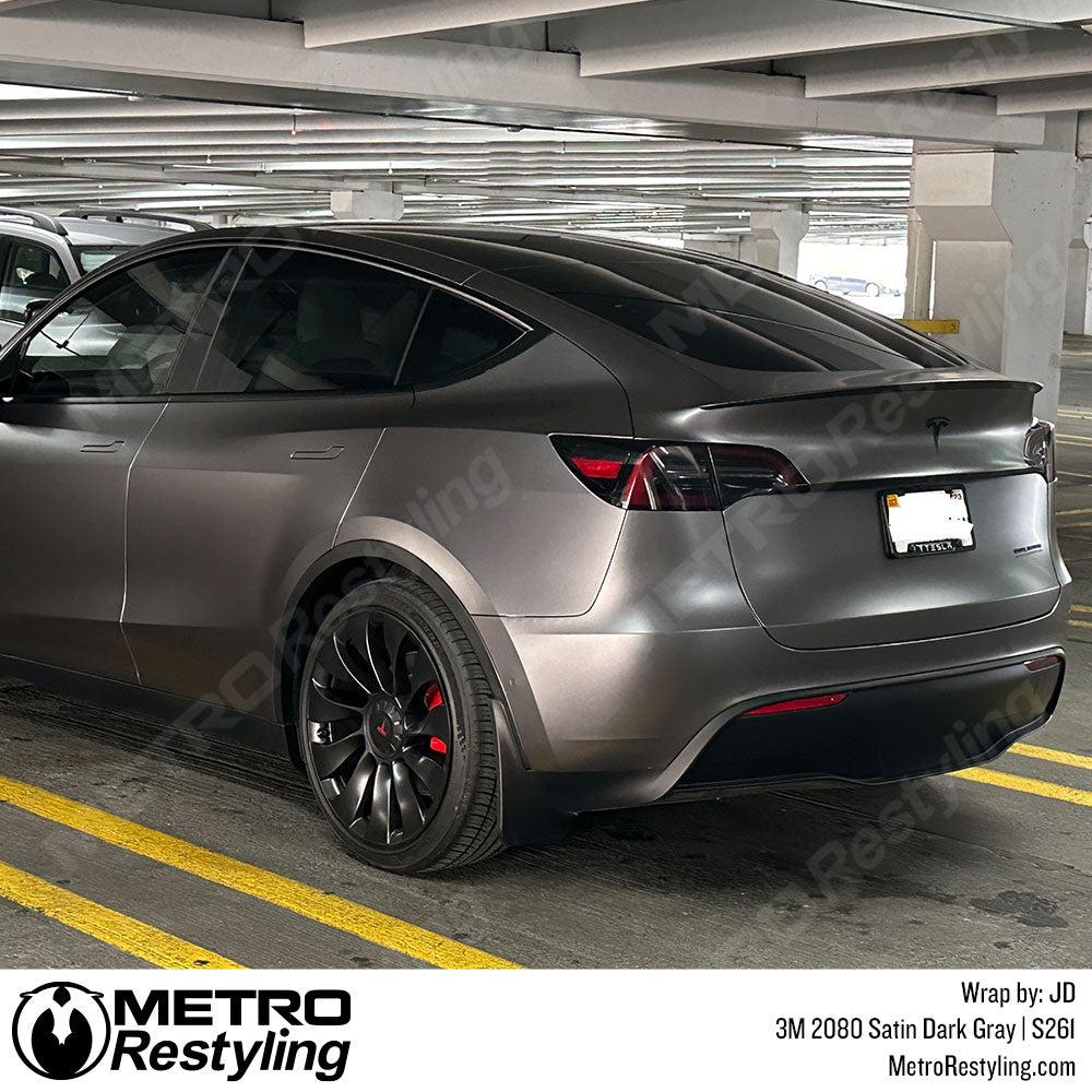 satin gray Tesla vinyl wrap
