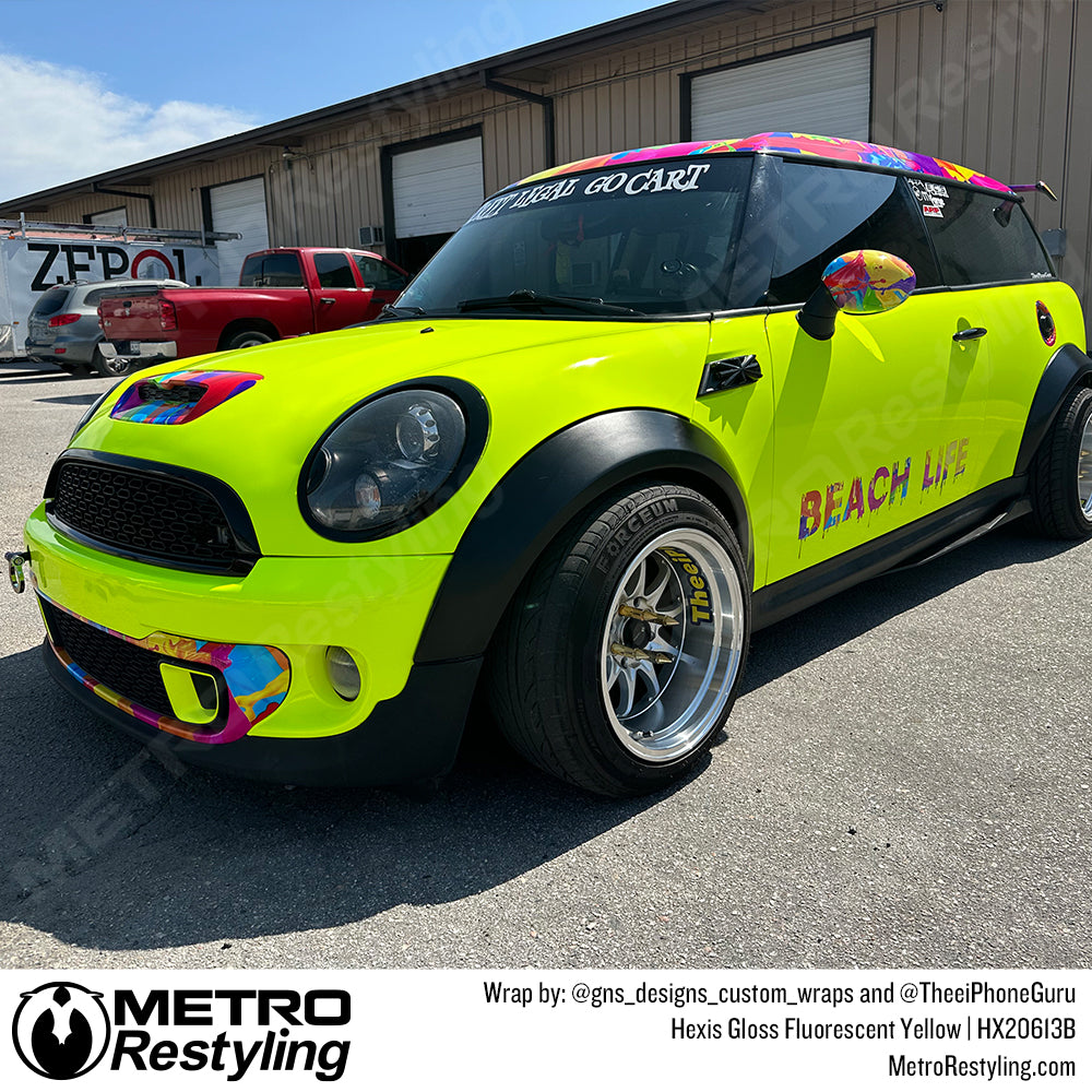 Fluorescent Yellow Car Wrap