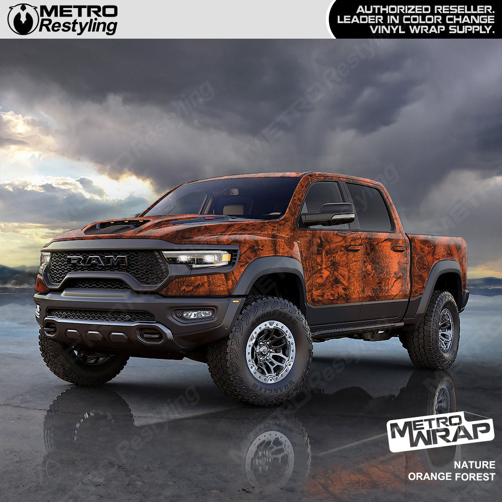 Orange Forest vinyl truck wrap camo