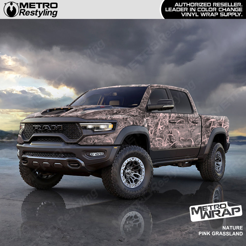 pink grassland camo truck wrap