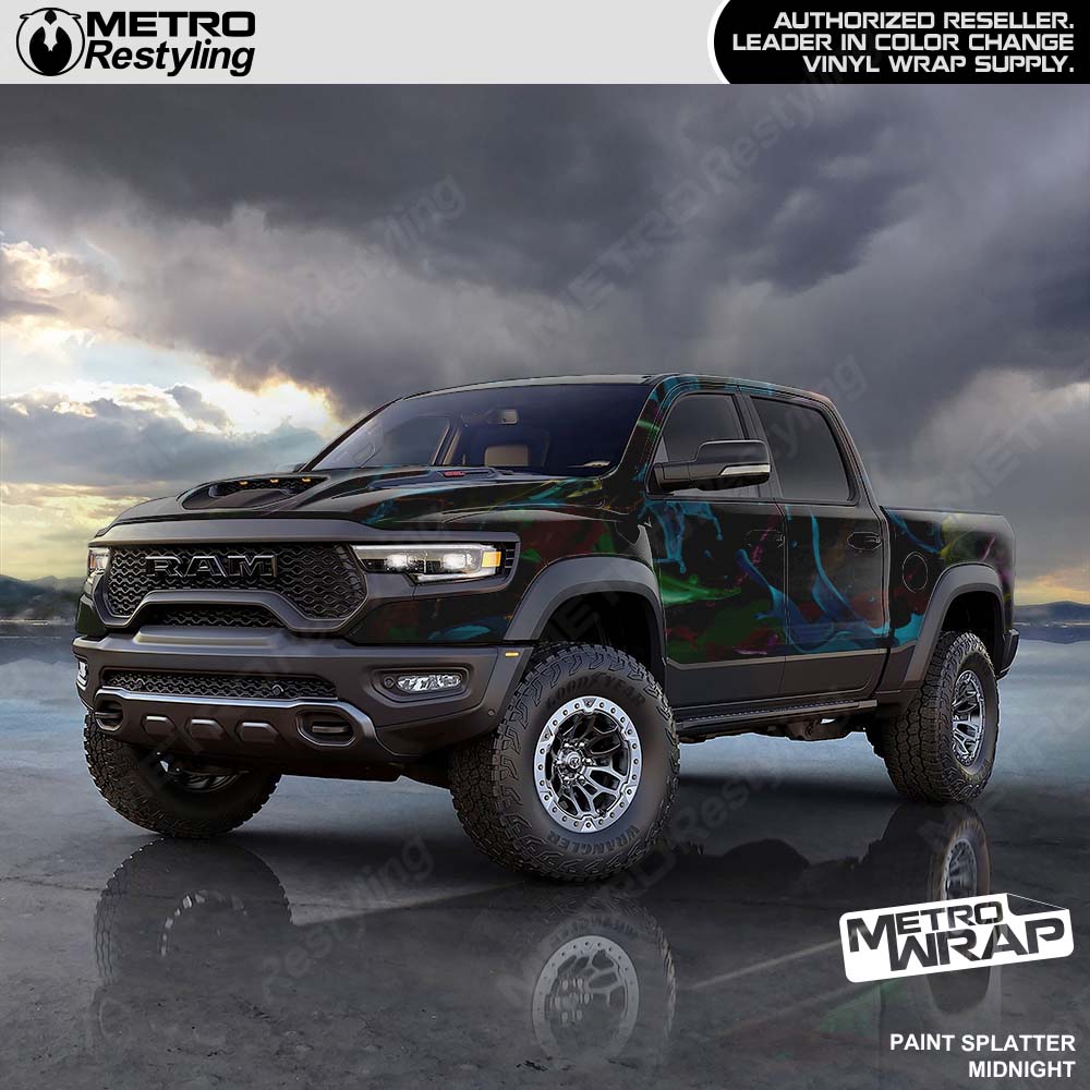 Black paint truck wrap