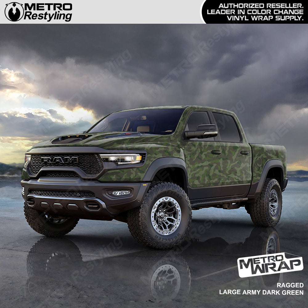 Ragged Army Dark Green Camo Vinyl Truck wrap