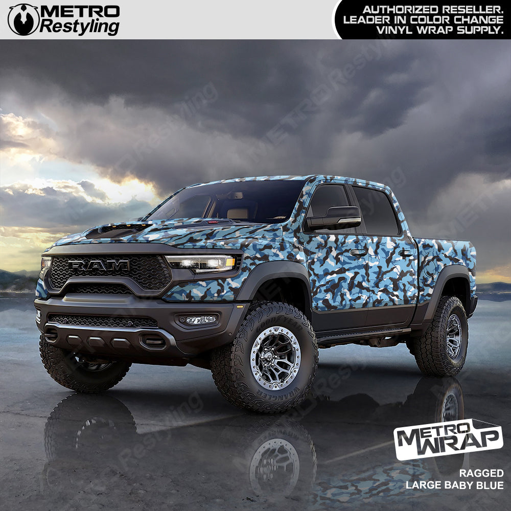 Ragged Baby Blue Camo Vinyl Truck Wrap